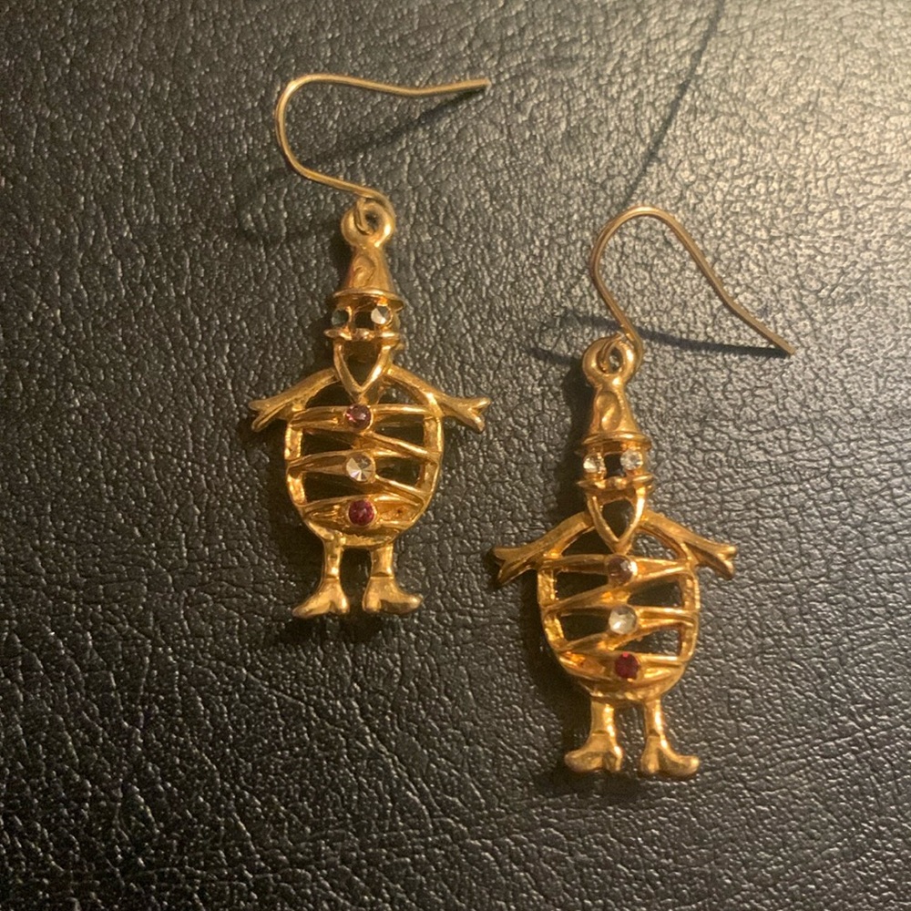 Gold Clown jeweled earrings